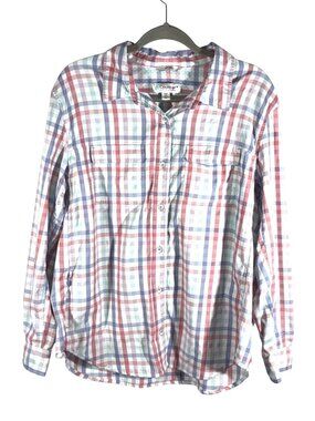 Coolibar UPF 50+ Plaid Long-Sleeve roll tab Sun Shirt XL lightweight vented outd